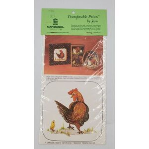 Vintage Carousel Crafts Print For Poly Dome Framing Decoupage Rooster 1973
